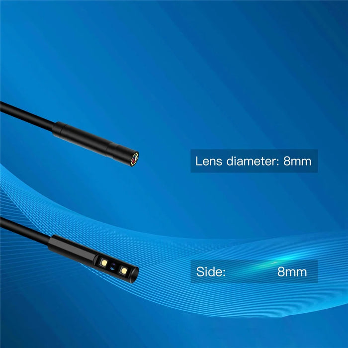 P100 2m Rigid Cable, 6-LED Pipe Inspection Borescope 8mm Lens 2.4 Inch IPS Screen HD 1080P Industrial Endoscope Camera - Side Lens - 7