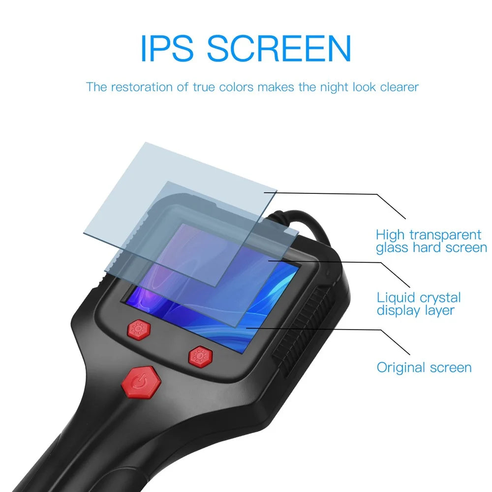 P100 15m Hard Wire 2.4 inch Screen Rechargeable 1080P 8mm Lens Industrial Endoscope 6-LED Inspection Camera Borescope - 3