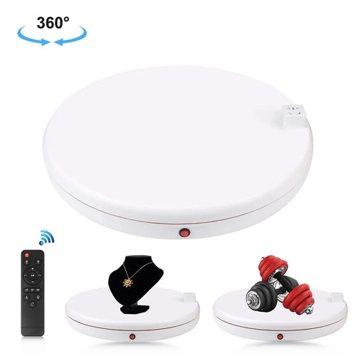 PULUZ PU3148 45cm Electric Turntable Remote Control Rotating Display Stand with Power Socket, Loading: 100kg - UK Plug  /  White - 1