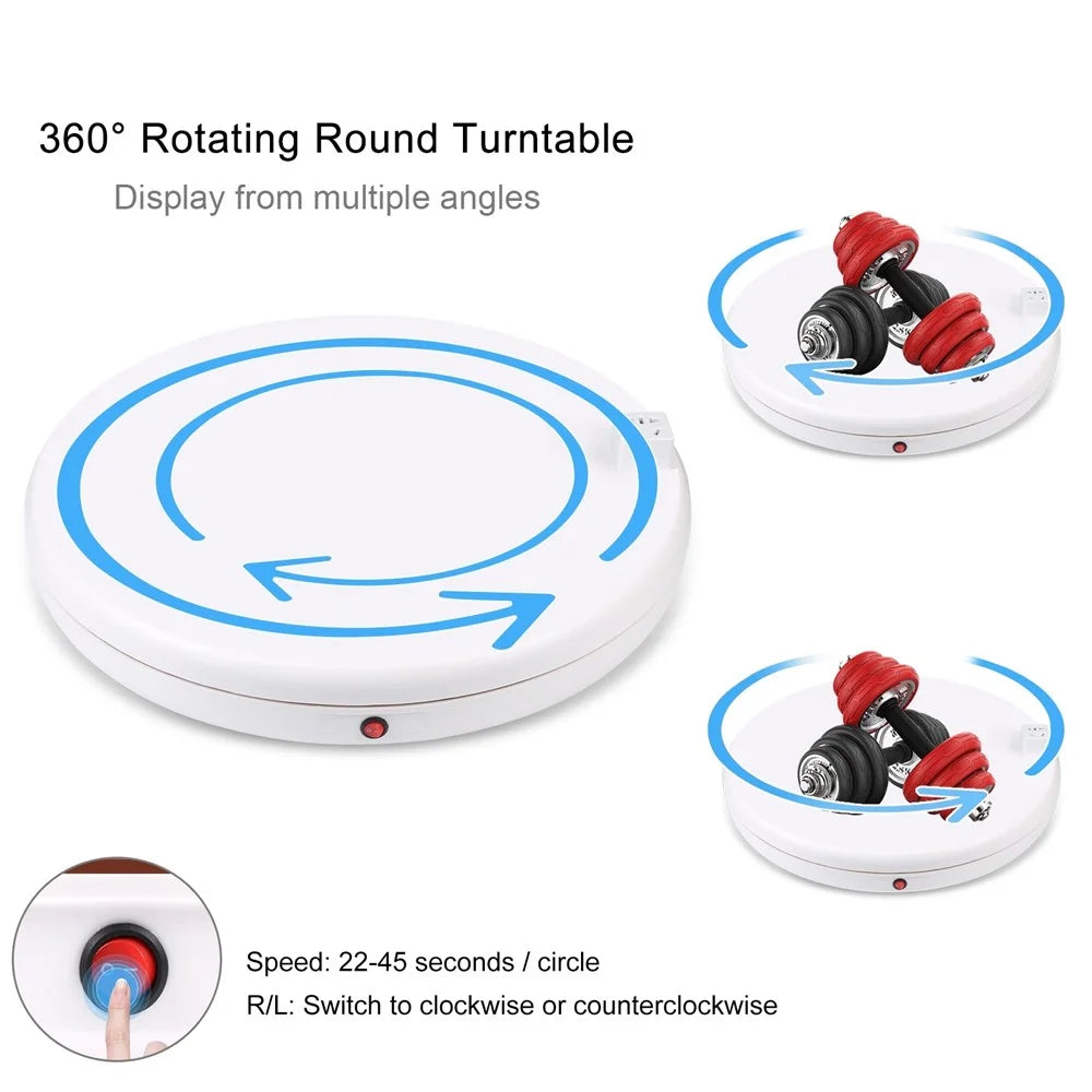 PULUZ PU3148 45cm Electric Turntable Remote Control Rotating Display Stand with Power Socket, Loading: 100kg - UK Plug  /  White - 3