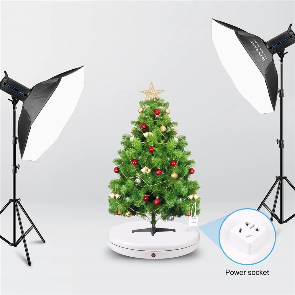 PULUZ PU3148 45cm Electric Turntable Remote Control Rotating Display Stand with Power Socket, Loading: 100kg - UK Plug  /  White - 6