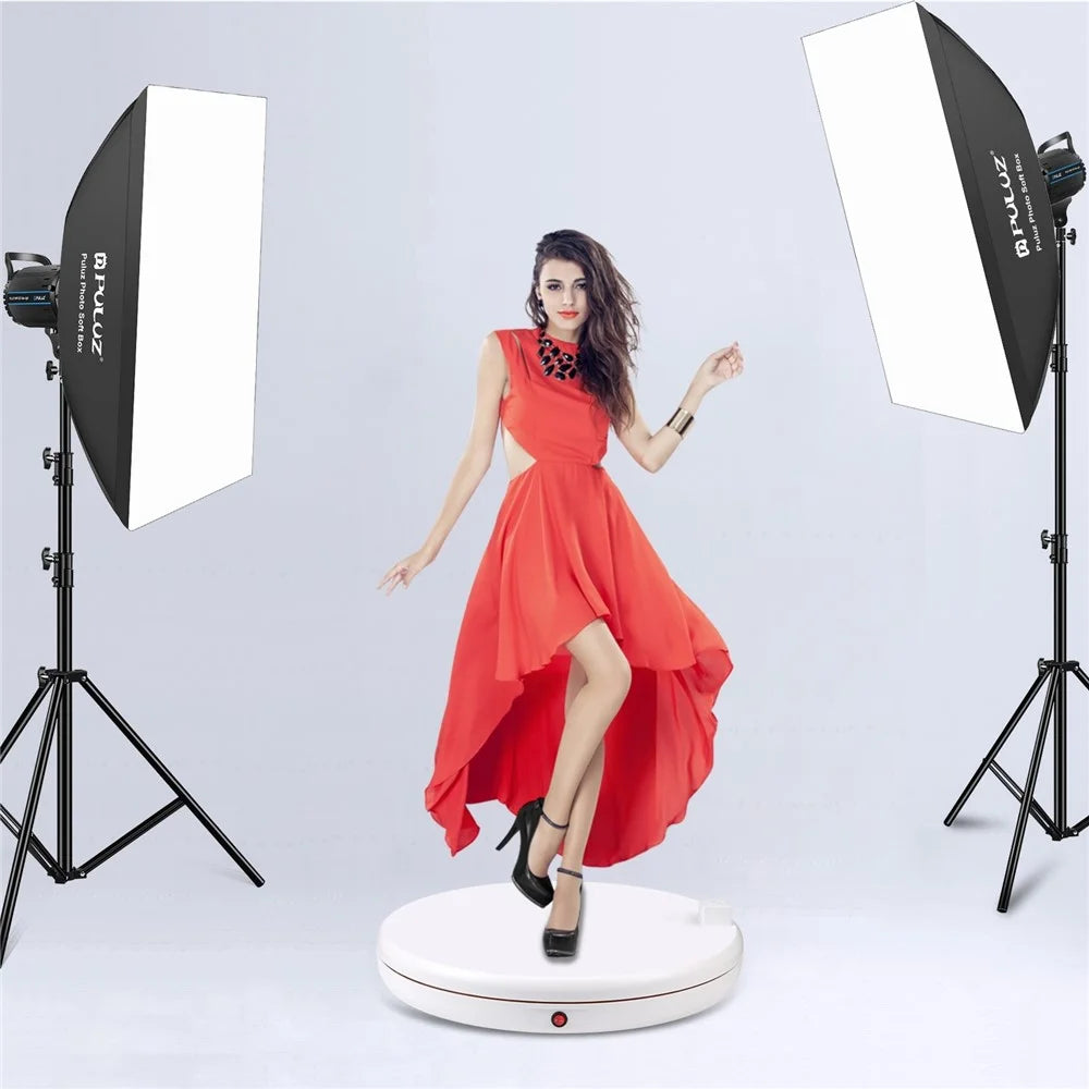 PULUZ PU3148 45cm Electric Turntable Remote Control Rotating Display Stand with Power Socket, Loading: 100kg - UK Plug  /  White - 7