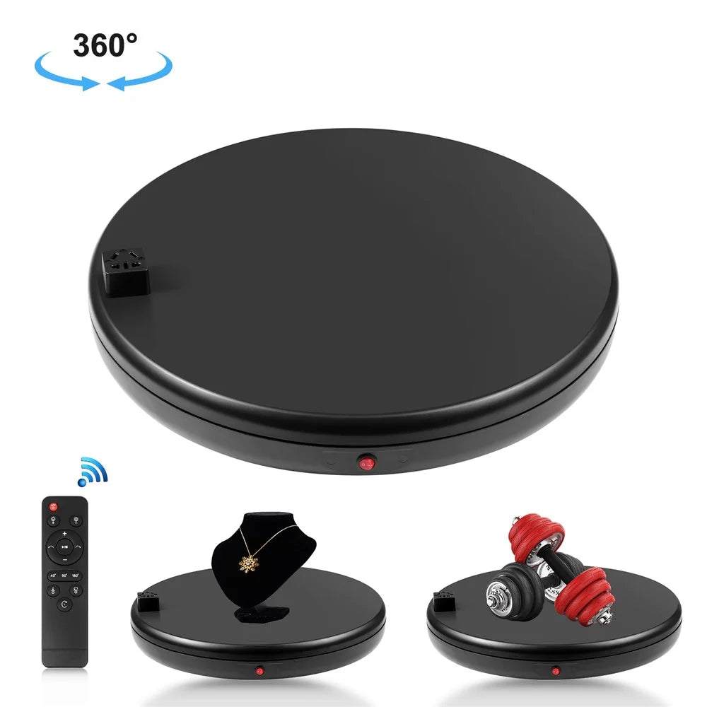 PULUZ PU3147 45cm Electric Turntable Remote Control Rotating Display Stand with Power Socket, Loading: 100kg - EU Plug  /  Black - 1