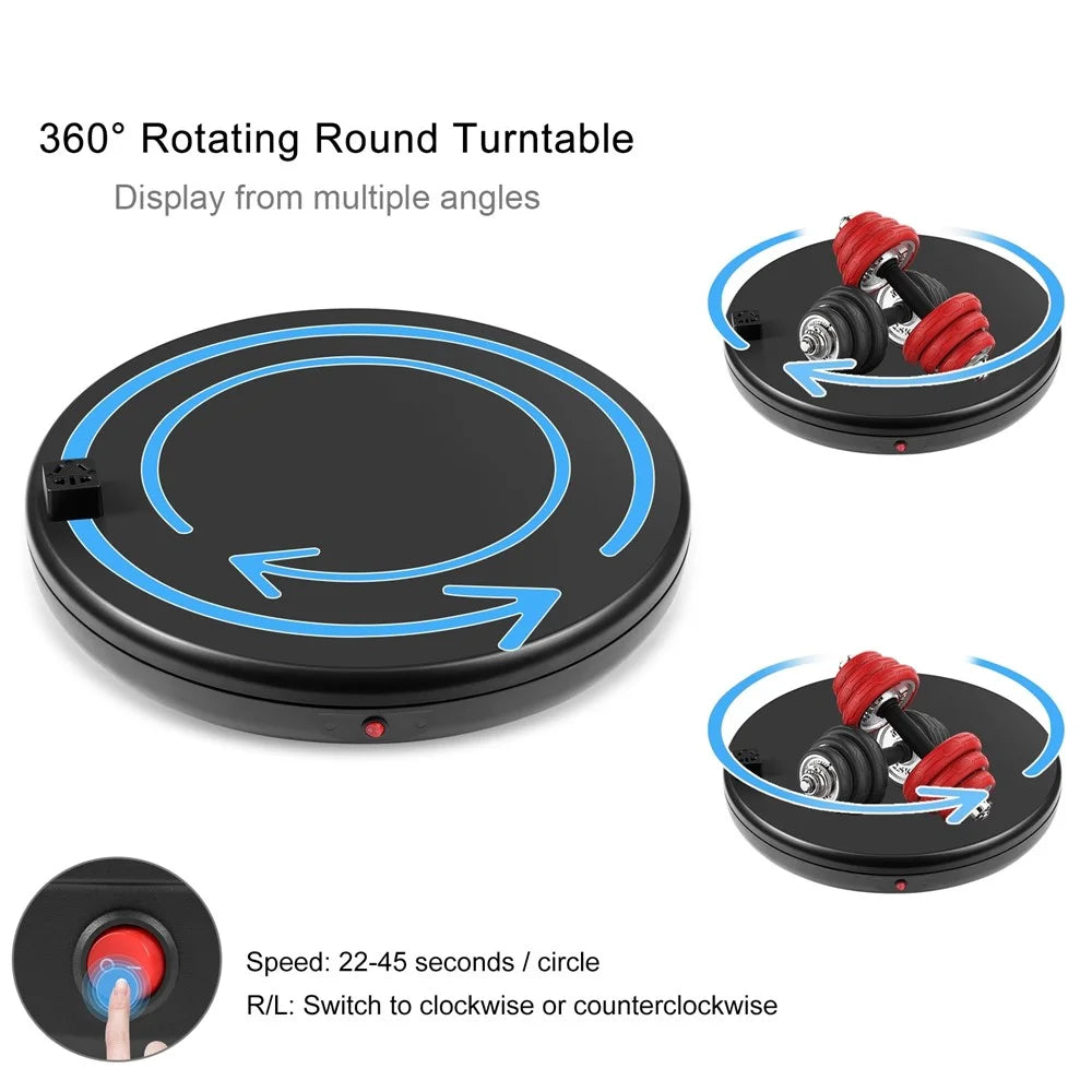 PULUZ PU3147 45cm Electric Turntable Remote Control Rotating Display Stand with Power Socket, Loading: 100kg - EU Plug  /  Black - 3