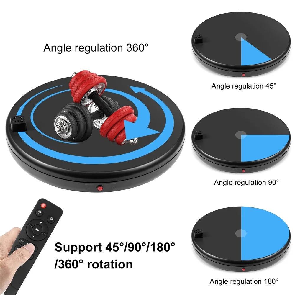 PULUZ PU3147 45cm Electric Turntable Remote Control Rotating Display Stand with Power Socket, Loading: 100kg - EU Plug  /  Black - 4