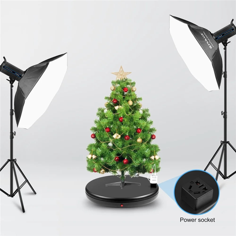 PULUZ PU3147 45cm Electric Turntable Remote Control Rotating Display Stand with Power Socket, Loading: 100kg - EU Plug  /  Black - 6
