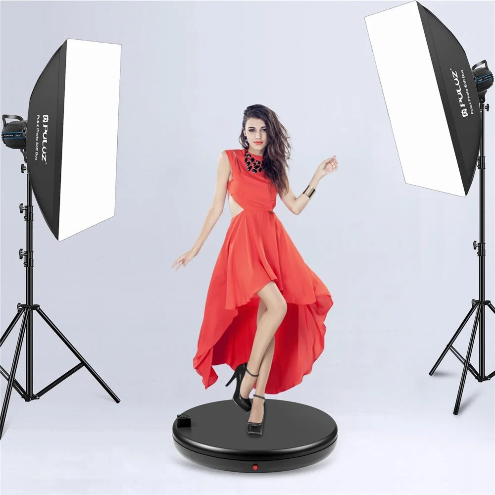 PULUZ PU3147 45cm Electric Turntable Remote Control Rotating Display Stand with Power Socket, Loading: 100kg - EU Plug  /  Black - 7