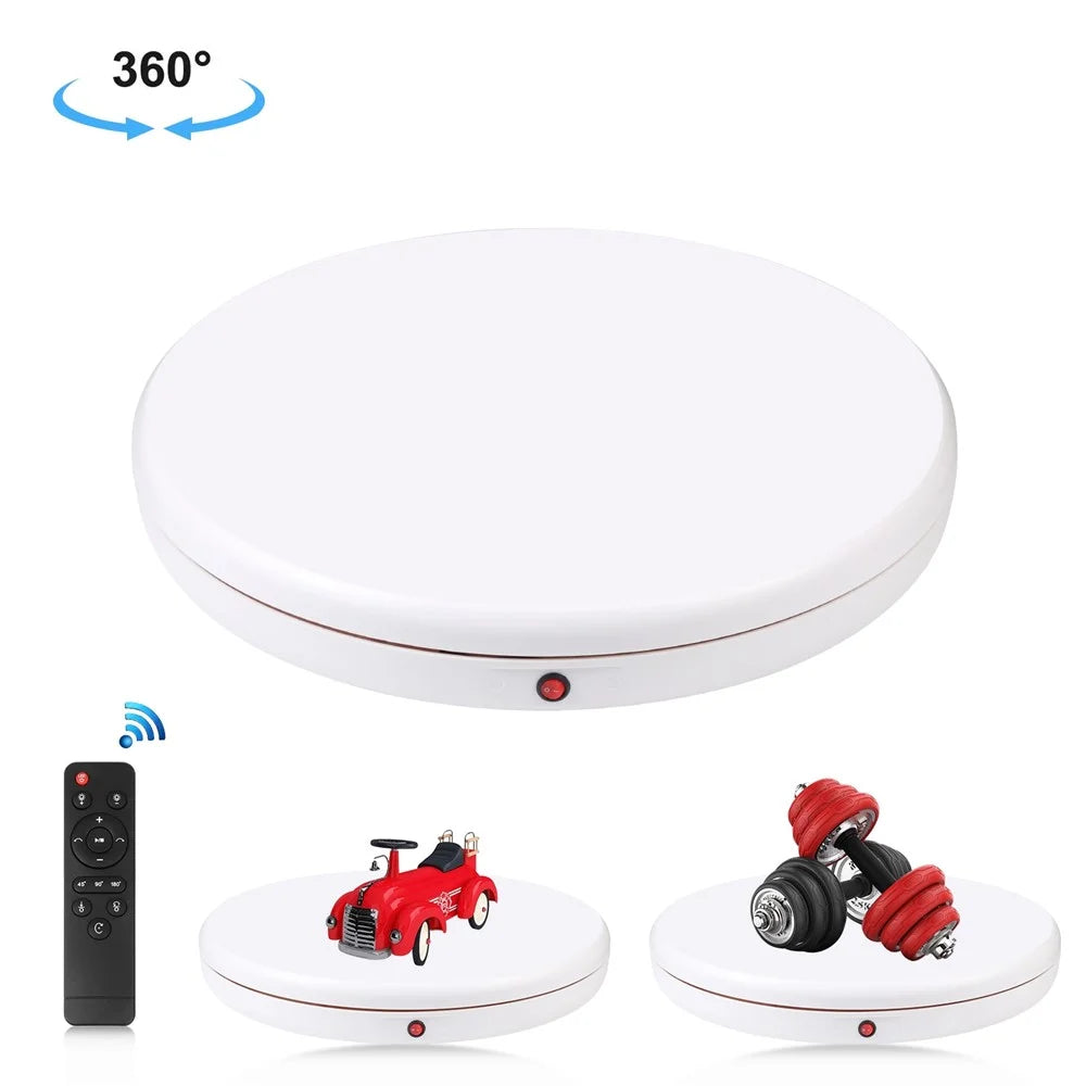 PULUZ PU3146 45cm Remote Control Electric Turntable 100kg Loading Rotating Display Stand - EU Plug / White - 1