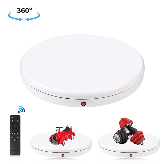 PULUZ PU3146 45cm Remote Control Electric Turntable 100kg Loading Rotating Display Stand - EU Plug / White - 1