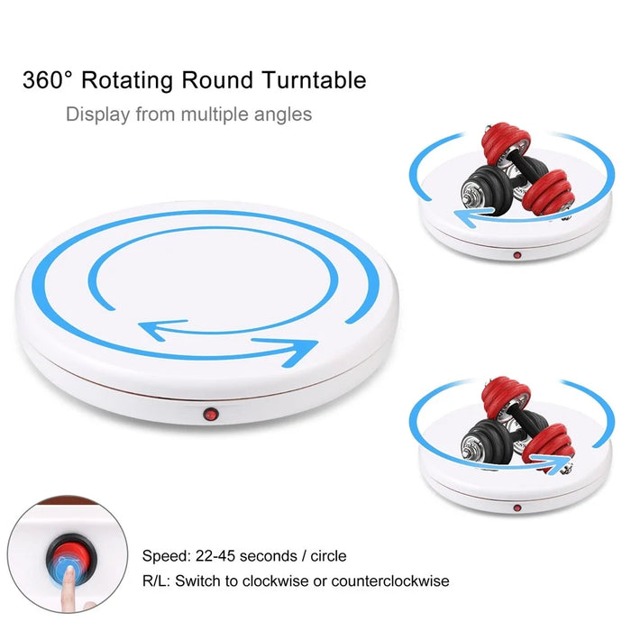 PULUZ PU3146 45cm Remote Control Electric Turntable 100kg Loading Rotating Display Stand - EU Plug / White - 3