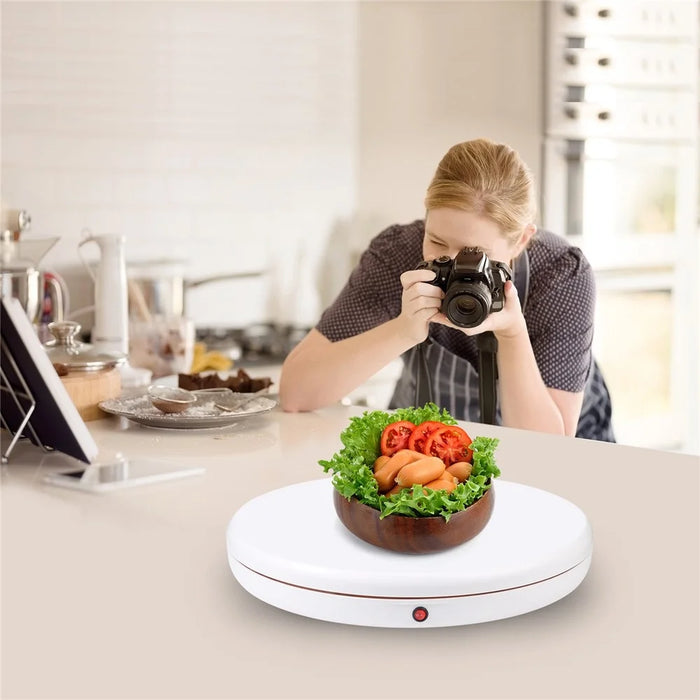 PULUZ PU3146 45cm Remote Control Electric Turntable 100kg Loading Rotating Display Stand - EU Plug / White - 6