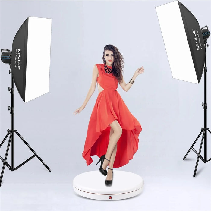 PULUZ PU3146 45cm Remote Control Electric Turntable 100kg Loading Rotating Display Stand - EU Plug / White - 7