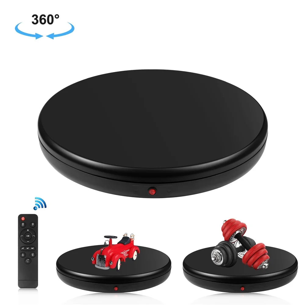 PULUZ PU3145 45cm Remote Control Electric Turntable 100kg Loading Rotating Display Stand - EU Plug / Black - 1