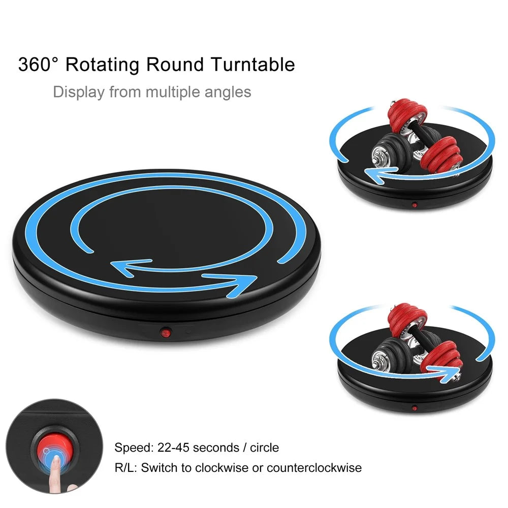 PULUZ PU3145 45cm Remote Control Electric Turntable 100kg Loading Rotating Display Stand - EU Plug / Black - 3