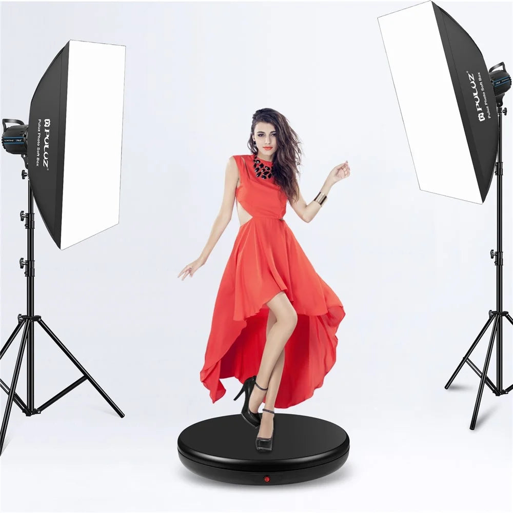PULUZ PU3145 45cm Remote Control Electric Turntable 100kg Loading Rotating Display Stand - EU Plug / Black - 7