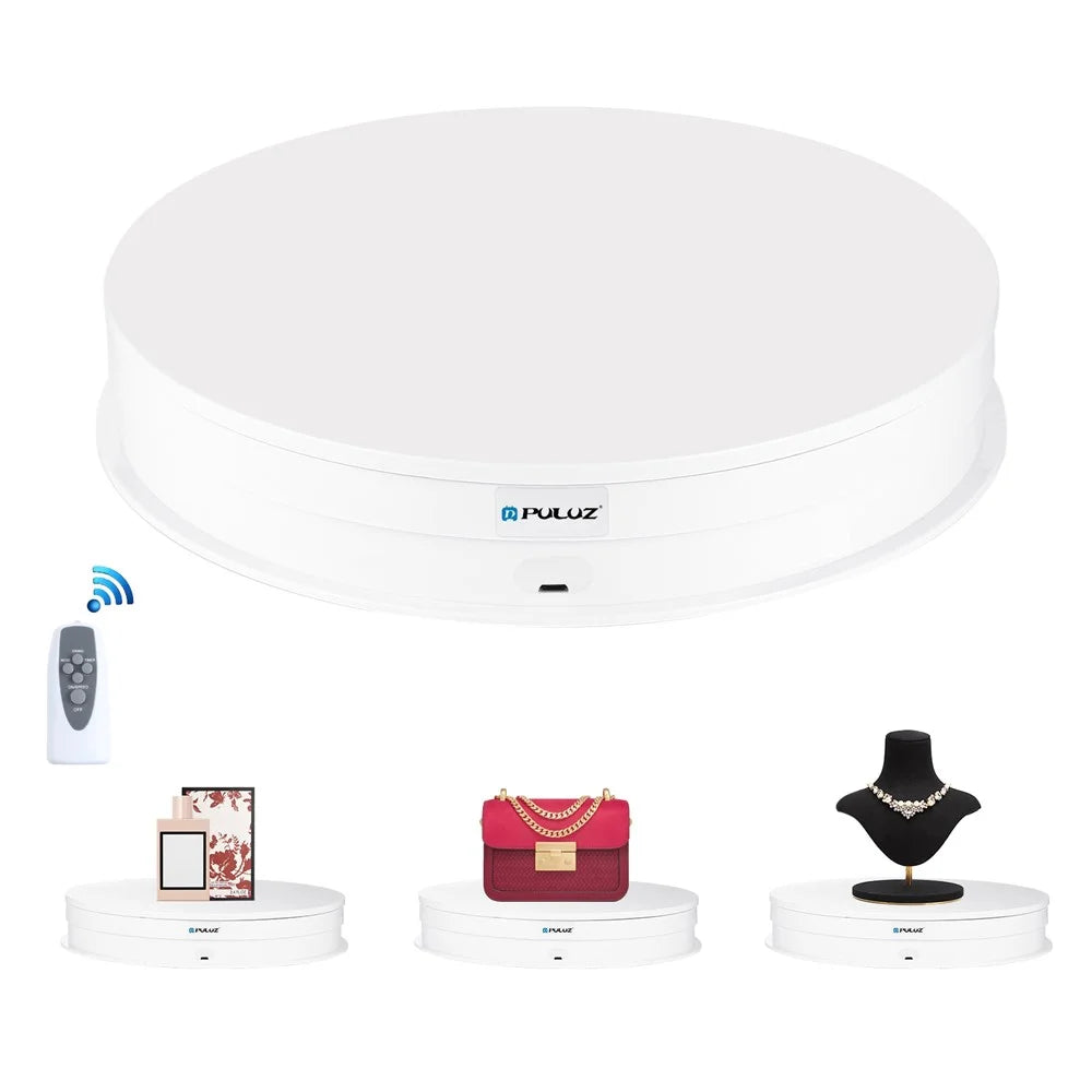 PULUZ PU3131 30cm Speed Control Turntable ABS+PC Display Stand Shooting Prop Turntable - White  /  EU Plug - 1