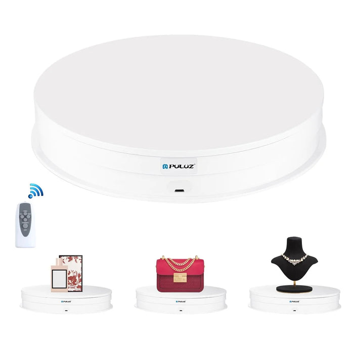 PULUZ PU3131 30cm Speed Control Turntable ABS+PC Display Stand Shooting Prop Turntable - White  /  EU Plug - 1