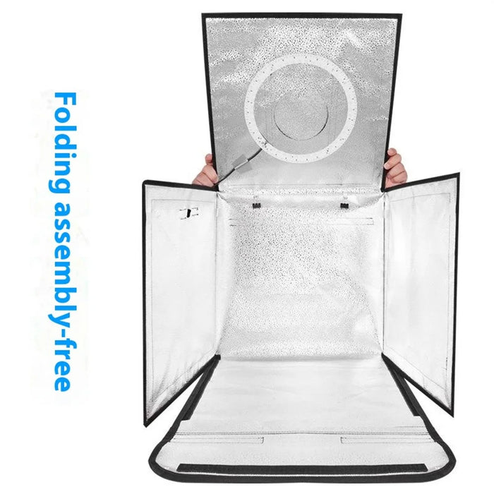 25cm Portable Photo Studio Light Box LED Photography Tent with 3 Color Ring Light - 7