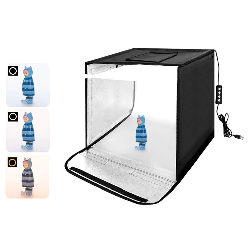 40cm Portable Photo Studio Light Box LED Photography Tent with 3 Color Ring Light - 1