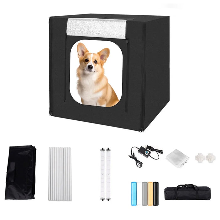 50cm Photo Studio Light Box Kit with Photography Tent LED Light and Background Board - EU Plug - 1