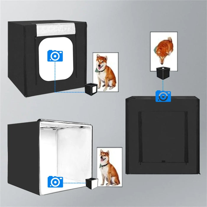 60cm Photo Studio Light Box Kit with Photography Tent LED Light and Background Board - EU Plug - 7