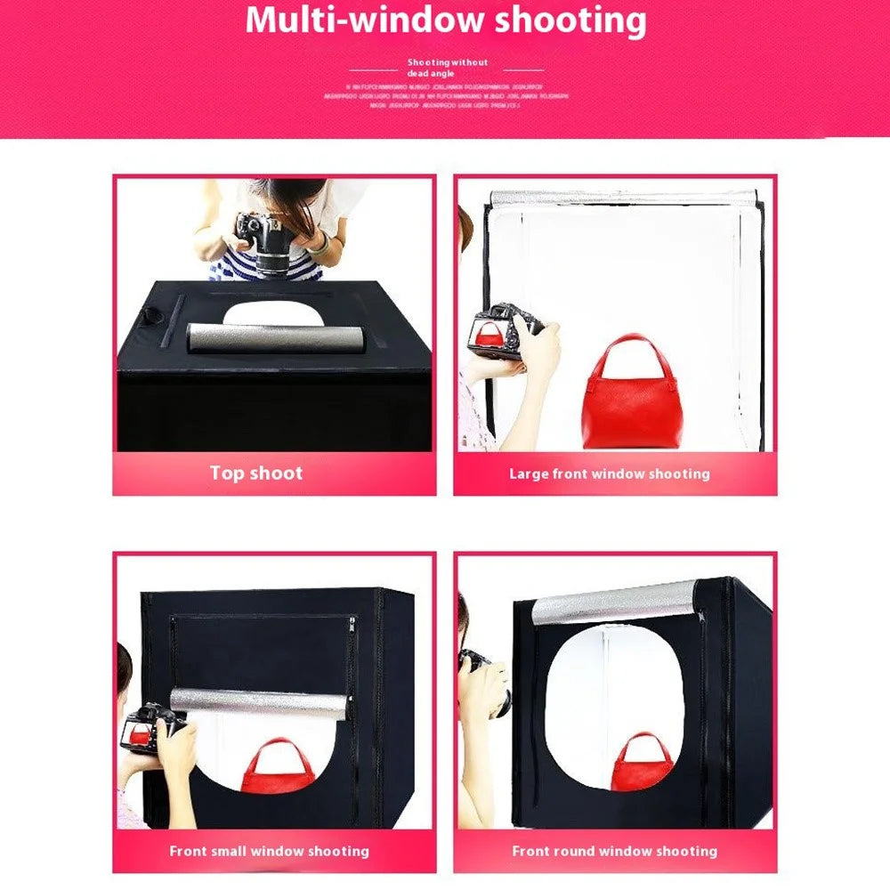120cm Photo Studio Light Box Kit with Photography Tent LED Light and Background Board - EU Plug - 4