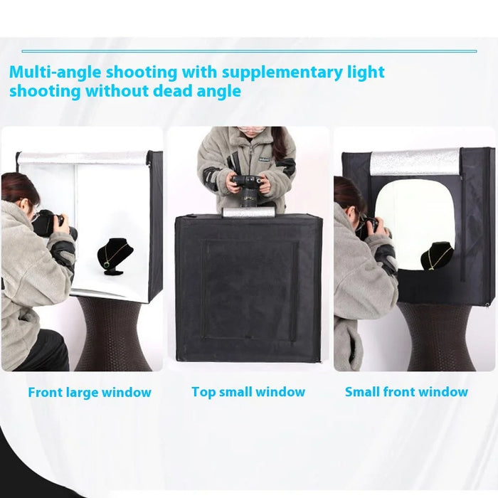 60cm Portable Photo Studio Box 3 LED Light Panels Dimmable Photography Lighting Kit - US Plug - 4