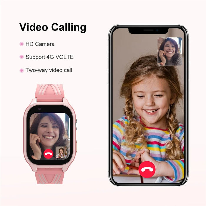 DH18 1.83-inch 4G Children Smart Watch Student 4G Calling SOS Camera Game Watch - Pink - 6
