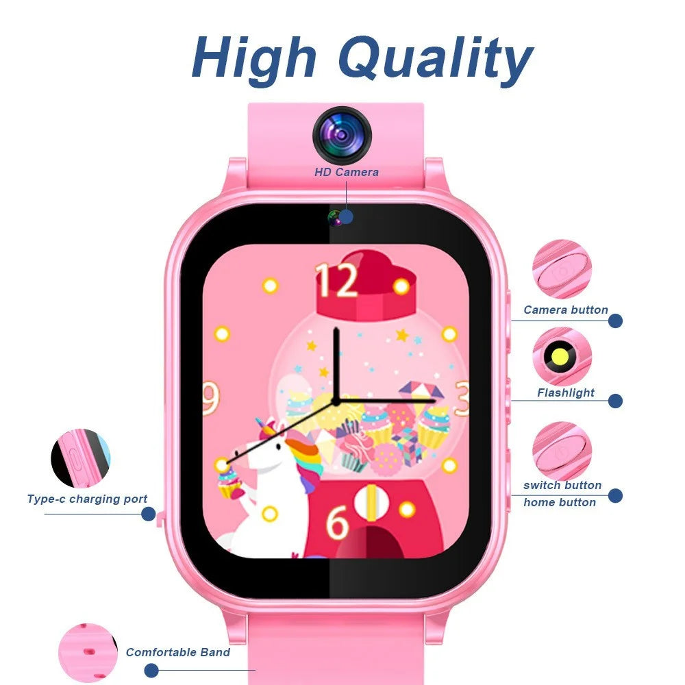 A18 1.83 Inch Kids Smart Watch Built In 22 Games Step Counter Habit Tracking Camera Watch - Pink - 2