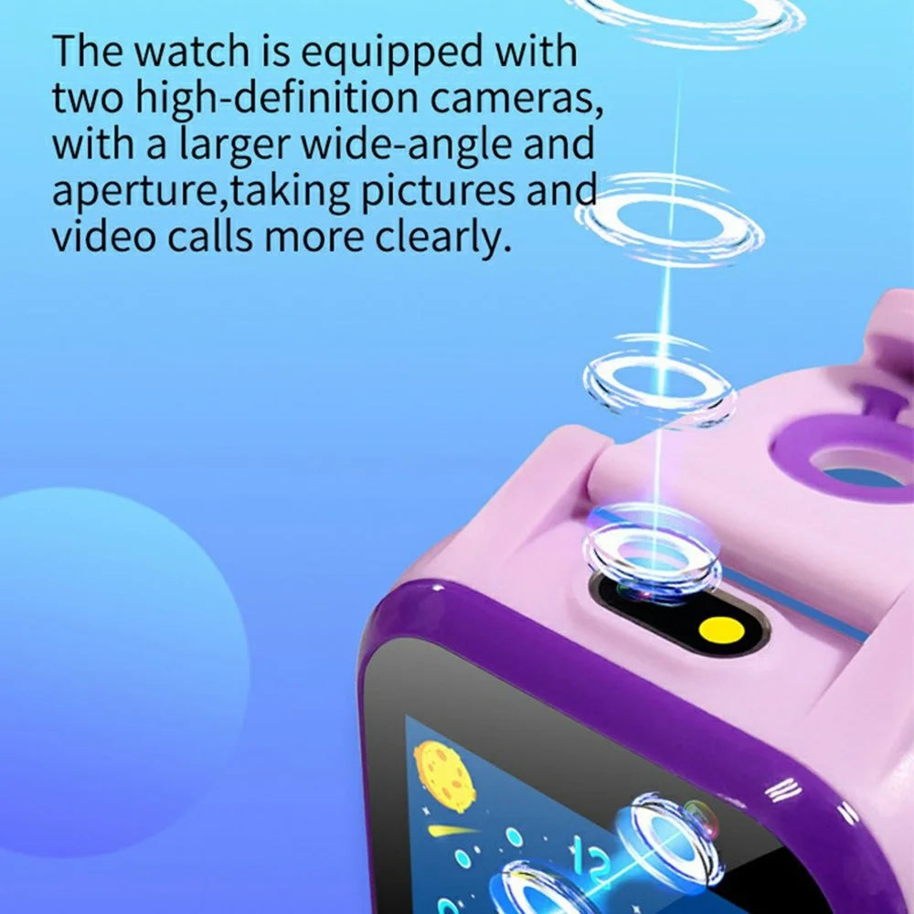 A9 1.54 Inch Touch Screen Kids Smart Watch Built In Games Habit Tracking Dual Camera Watch with Flashlight - Black - 3