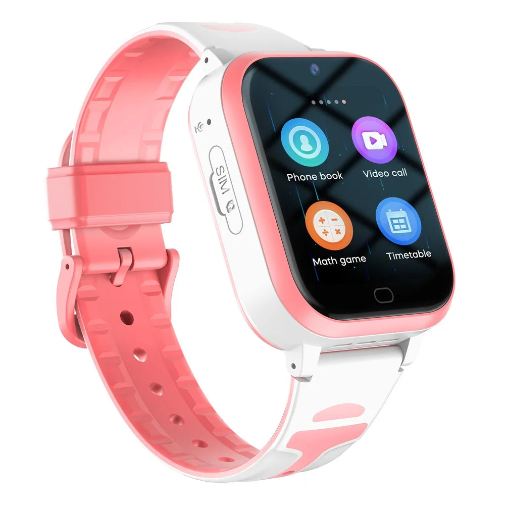 A73E 1.69 Inch Touch Screen 4G Video Call Smart Watch for Kids Real Time GPS Tracking Wristwatch with SOS Button - Pink - 4
