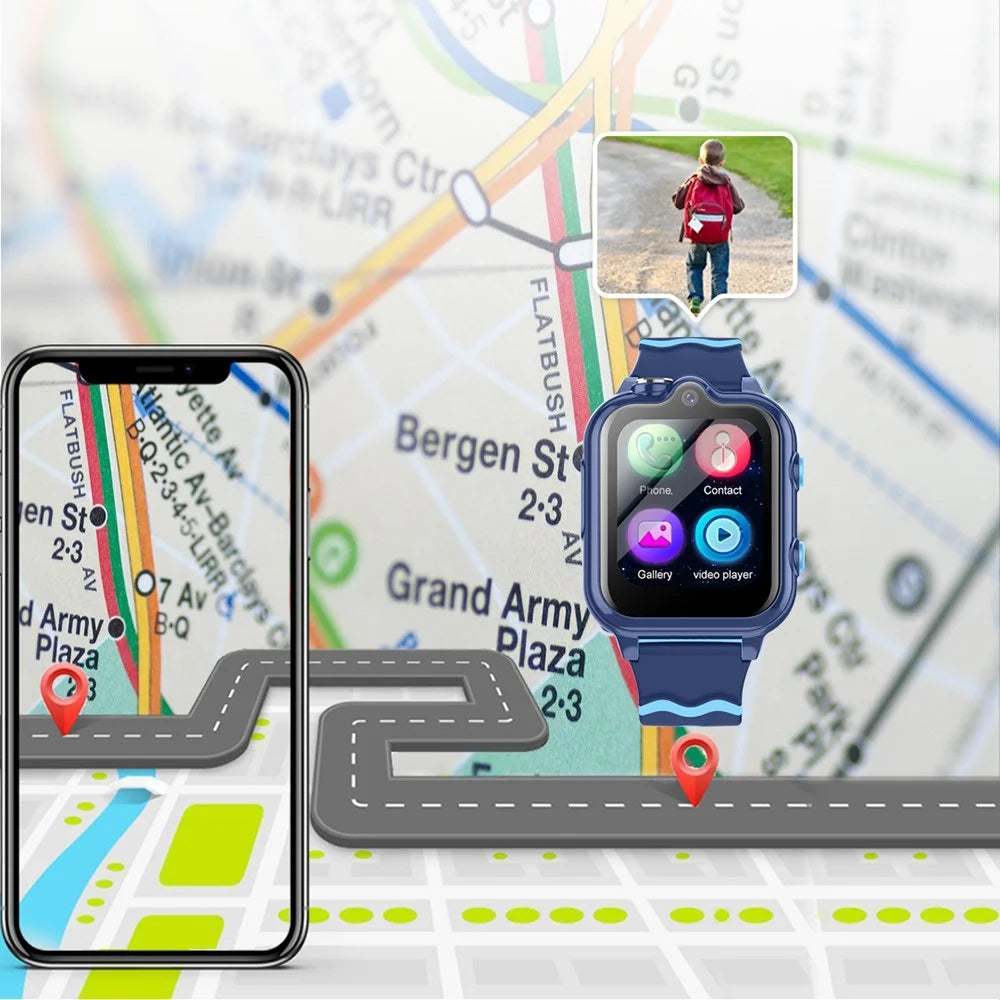 Android 8.1 Kids Smart Watch 1GB + 8GB GPS Tracking 2MP Camera Sports Watch Support Whatsapp - Pink - 7