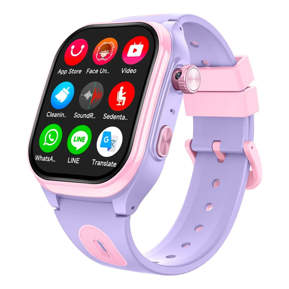D18 2.0 Inch 4G Kids Smart Watch SOS Call Hidden Retractable Camera (Europe  /  Asia  /  Africa Version) - Purple - 1