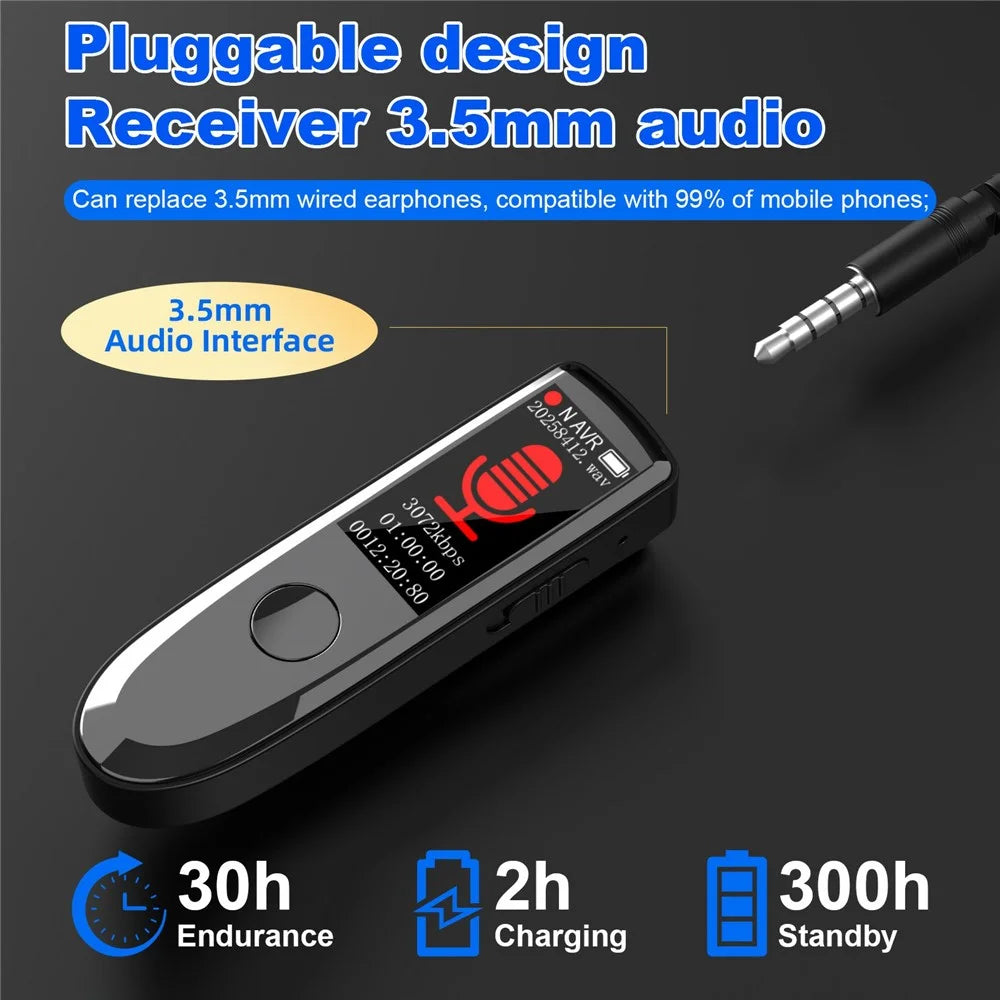 D1 Portable Lapel Recorder ENC Noise Reduction 32GB Voice Recorder with Speaker Bluetooth-Compatible for Students Class Business Meeting - 2