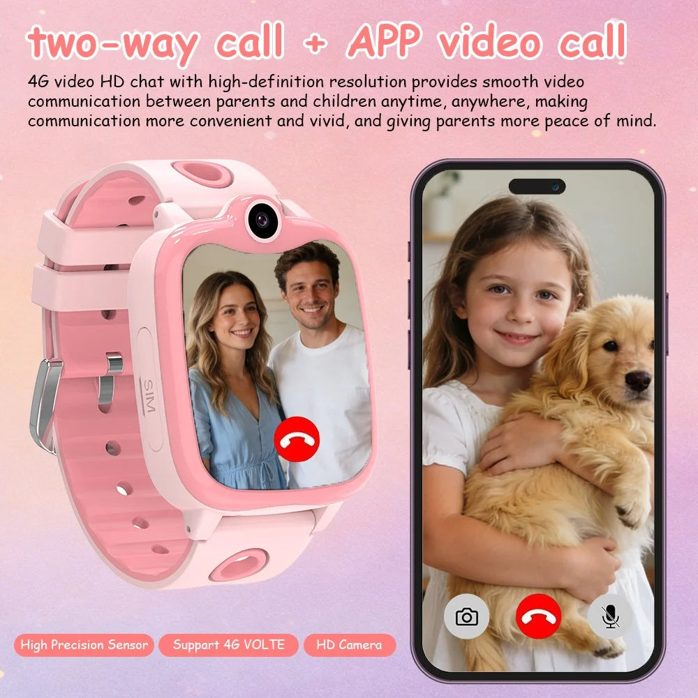 DH10 Kids GPS Smart Watch 4G Smart Watch with Call, Family Voice, SOS, IP67 Waterproof (Europe / Asia / Africa Version) - Pink - 3