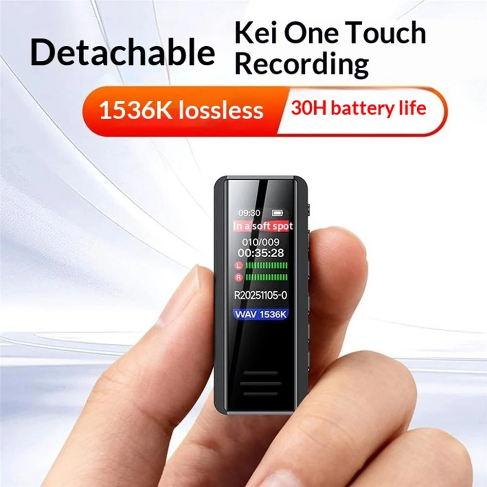 B200 8GB Clip-on Voice Recorder Noise Reduction 1.47 inch Mini Lavalier Recorder - Black - 2