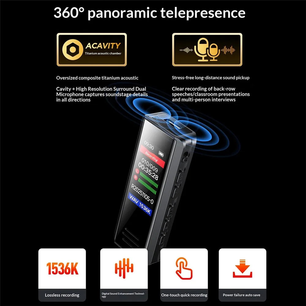 B200 8GB Clip-on Voice Recorder Noise Reduction 1.47 inch Mini Lavalier Recorder - Black - 4