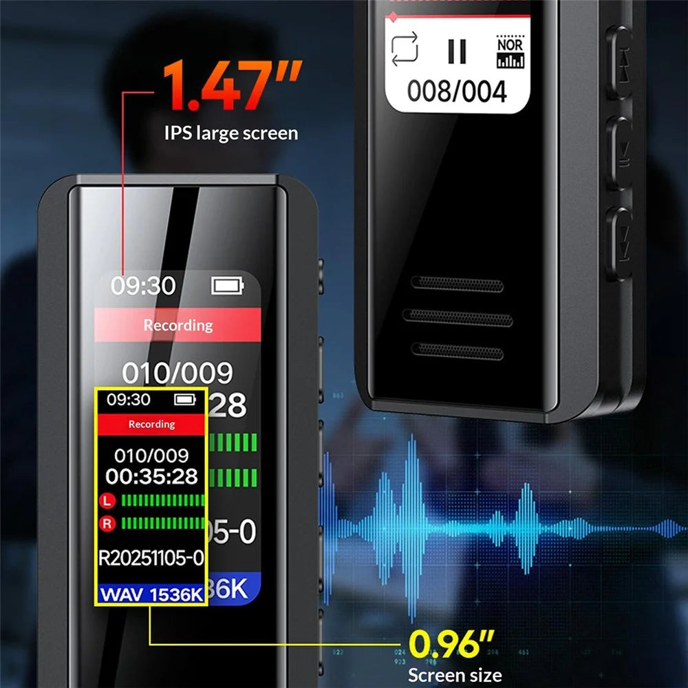 B200 8GB Clip-on Voice Recorder Noise Reduction 1.47 inch Mini Lavalier Recorder - Black - 7