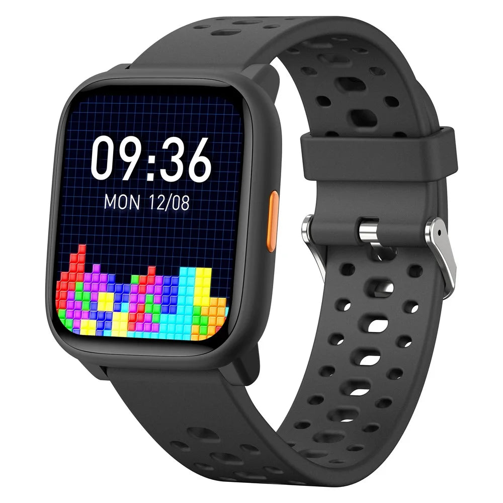 W98L Kids Smart Watch 1.83 Inch IPS Screen Sports Activity Tracker 4 Games Magnetic Charging Smart Bracelet for Children Students - Black - 1