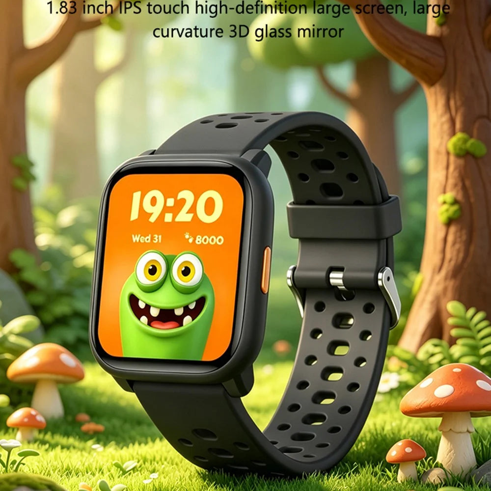 W98L Kids Smart Watch 1.83 Inch IPS Screen Sports Activity Tracker 4 Games Magnetic Charging Smart Bracelet for Children Students - Black - 6