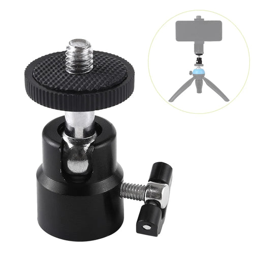 PULUZ PU412 1/4 inch Screw Metal Tripod Ball Head Adapter with Lock - 1