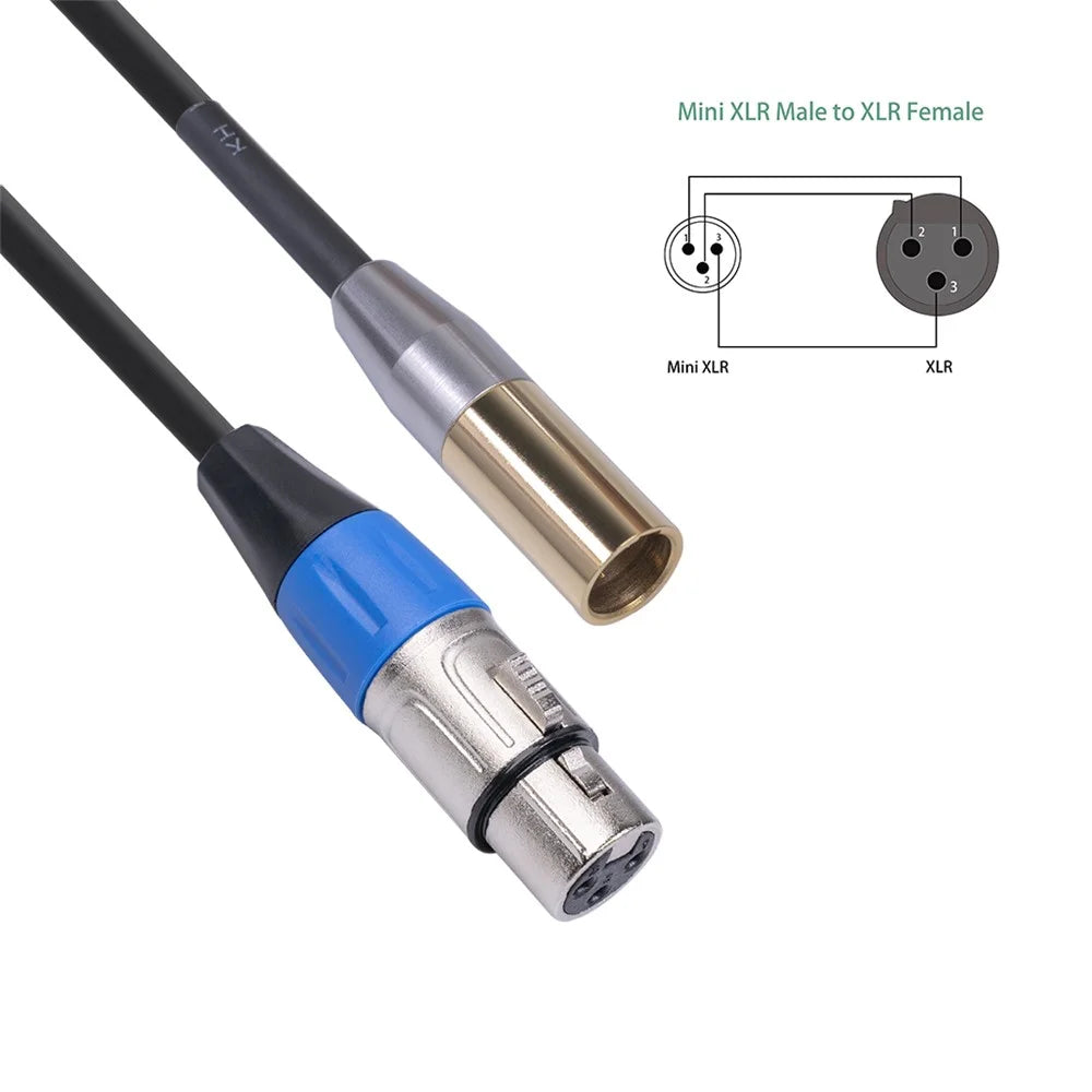 1m Gold Plated Mini XLR 3pin to XLR Audio Cable Male/Female Connector Microphone Cord Video Adapter Wire - 4
