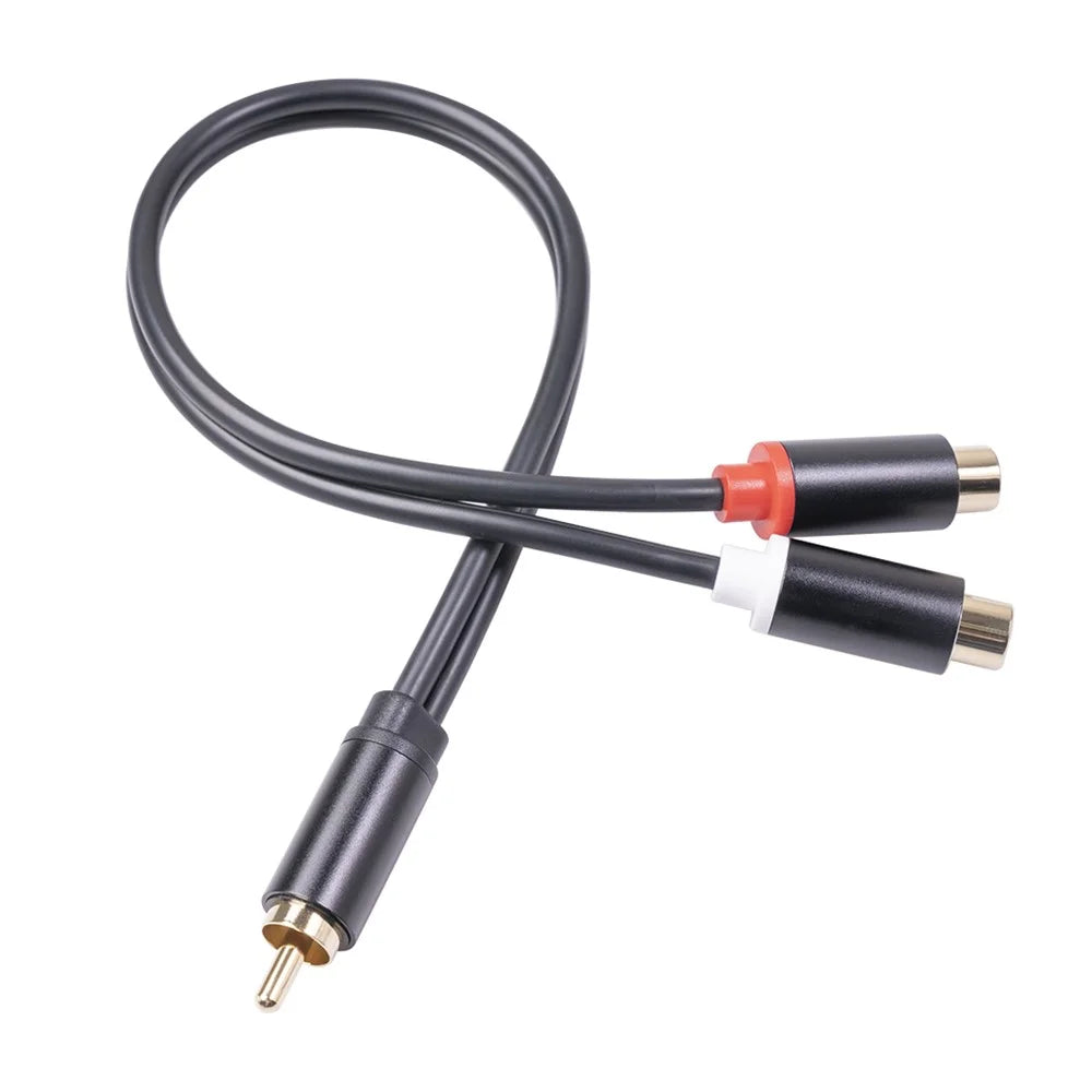 3686MFF-03 RCA Male to Dual RCA Female Audio Power Amplifier Adapter Cable Stereo Y Splitter Cord - 1