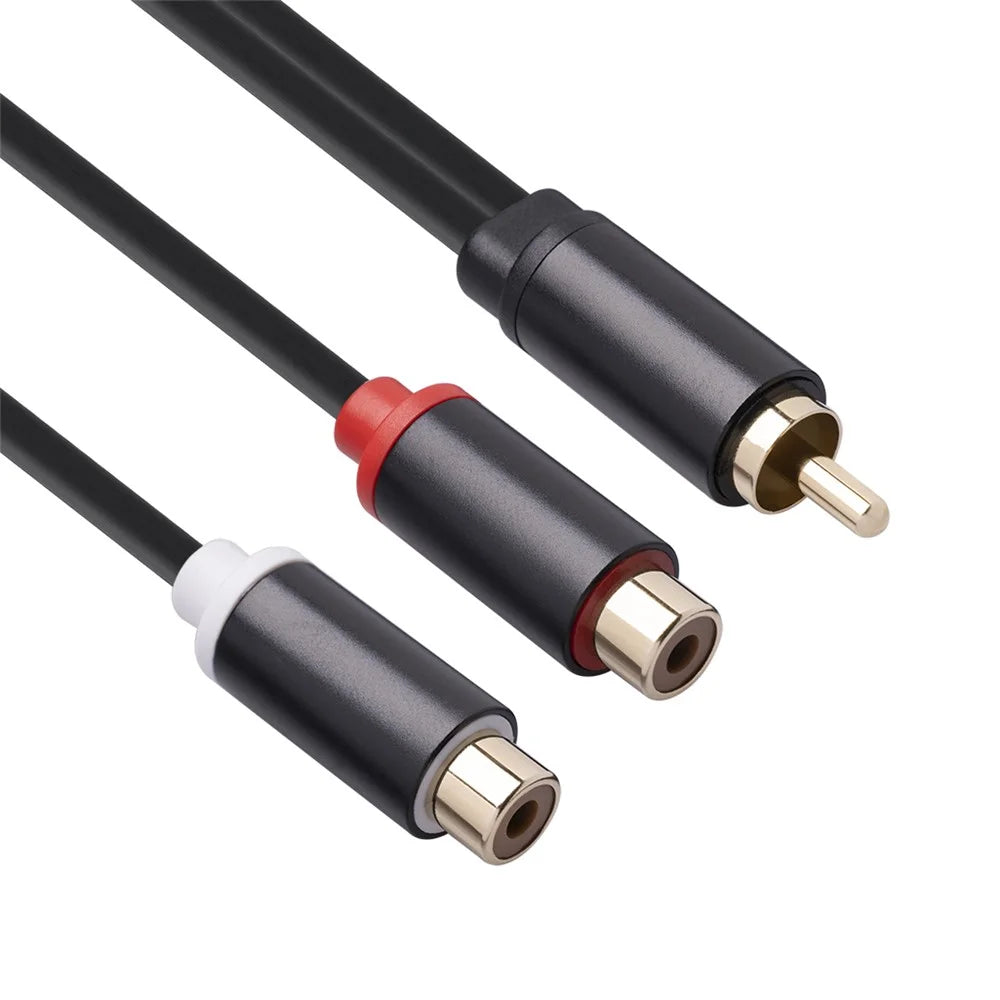 3686MFF-03 RCA Male to Dual RCA Female Audio Power Amplifier Adapter Cable Stereo Y Splitter Cord - 2
