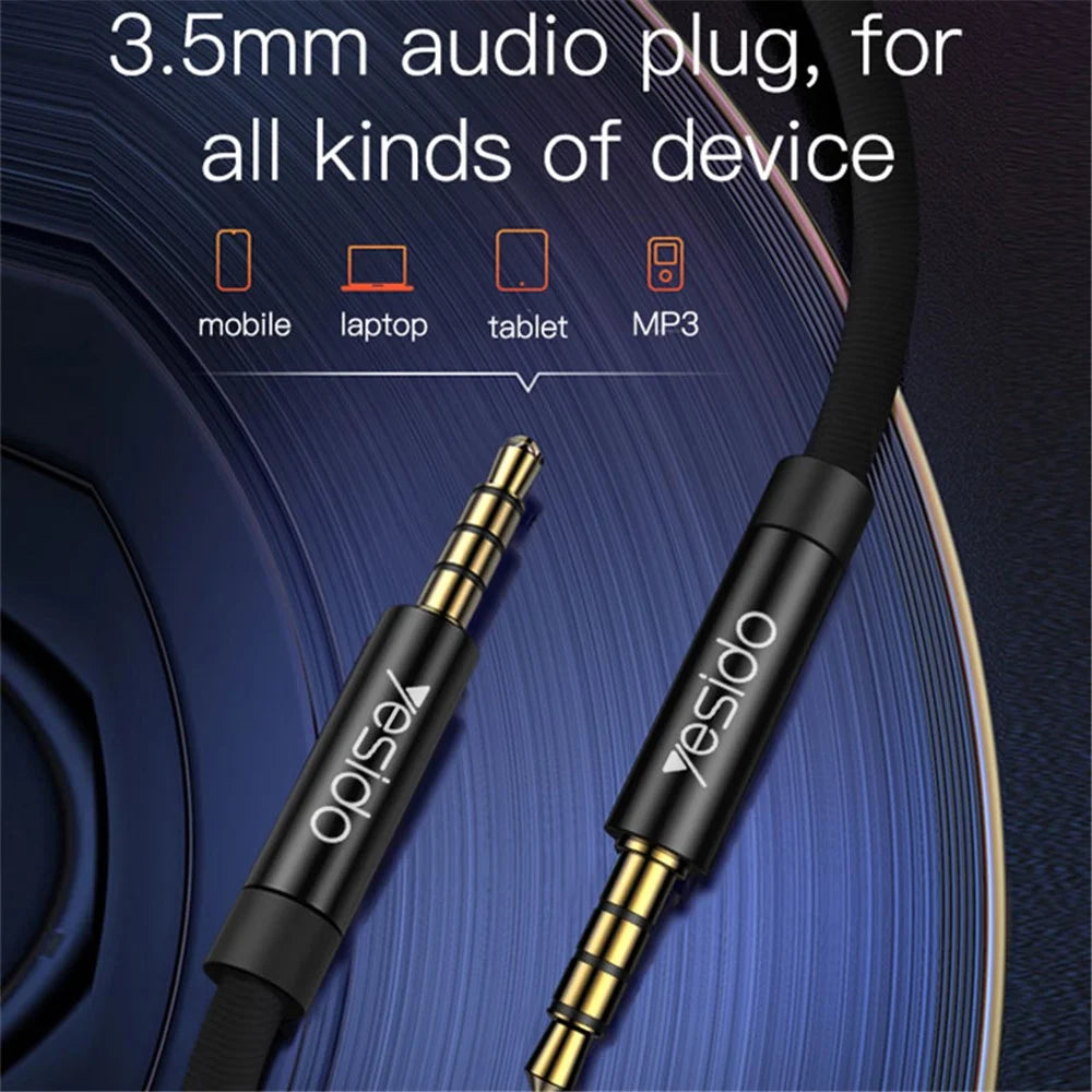 YESIDO 3m YAU16 Auxiliary Audio Cable Tangle-free 3.5mm Male to Male AUX Cord - 3