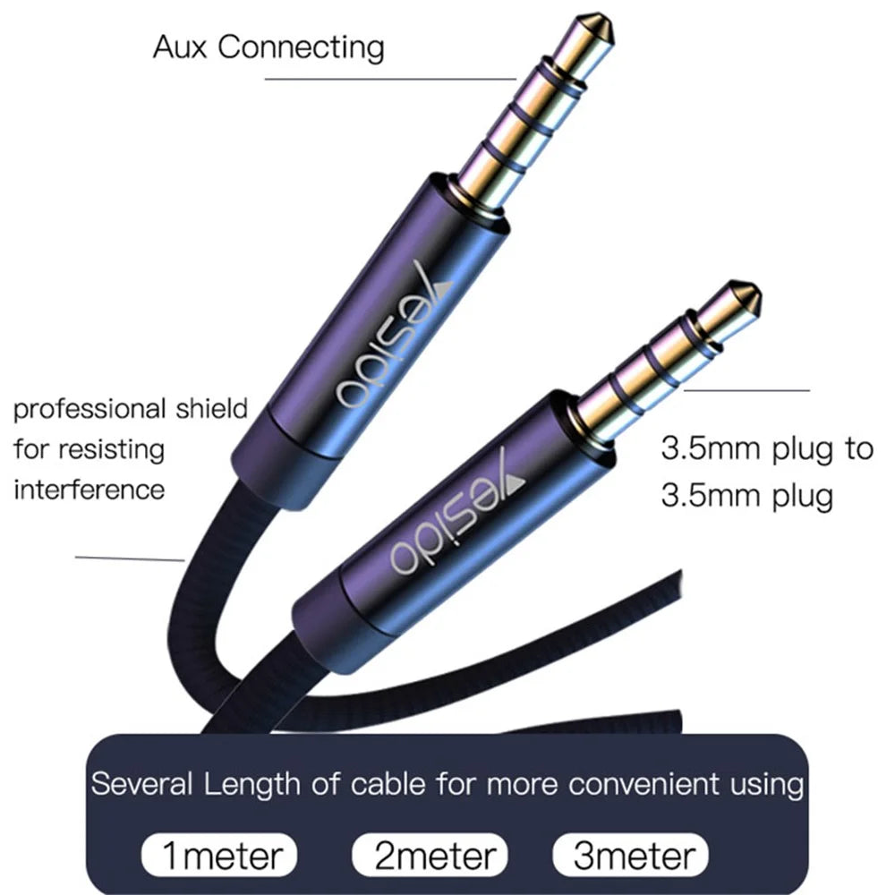 YESIDO 3m YAU16 Auxiliary Audio Cable Tangle-free 3.5mm Male to Male AUX Cord - 5