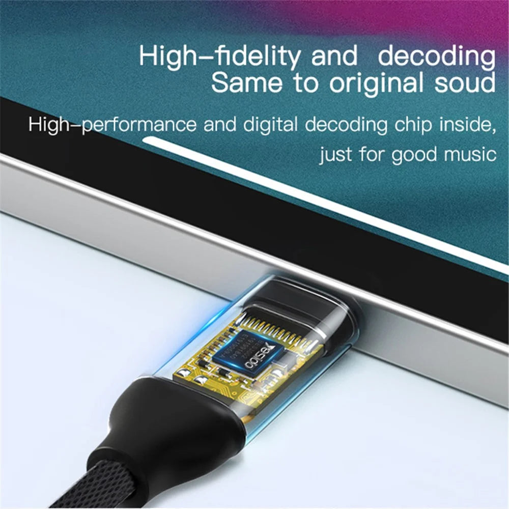 YESIDO YAU19 Type C to 3.5mm Female Headphone Jack Adapter USB C to Aux Audio Dongle Cable - 4