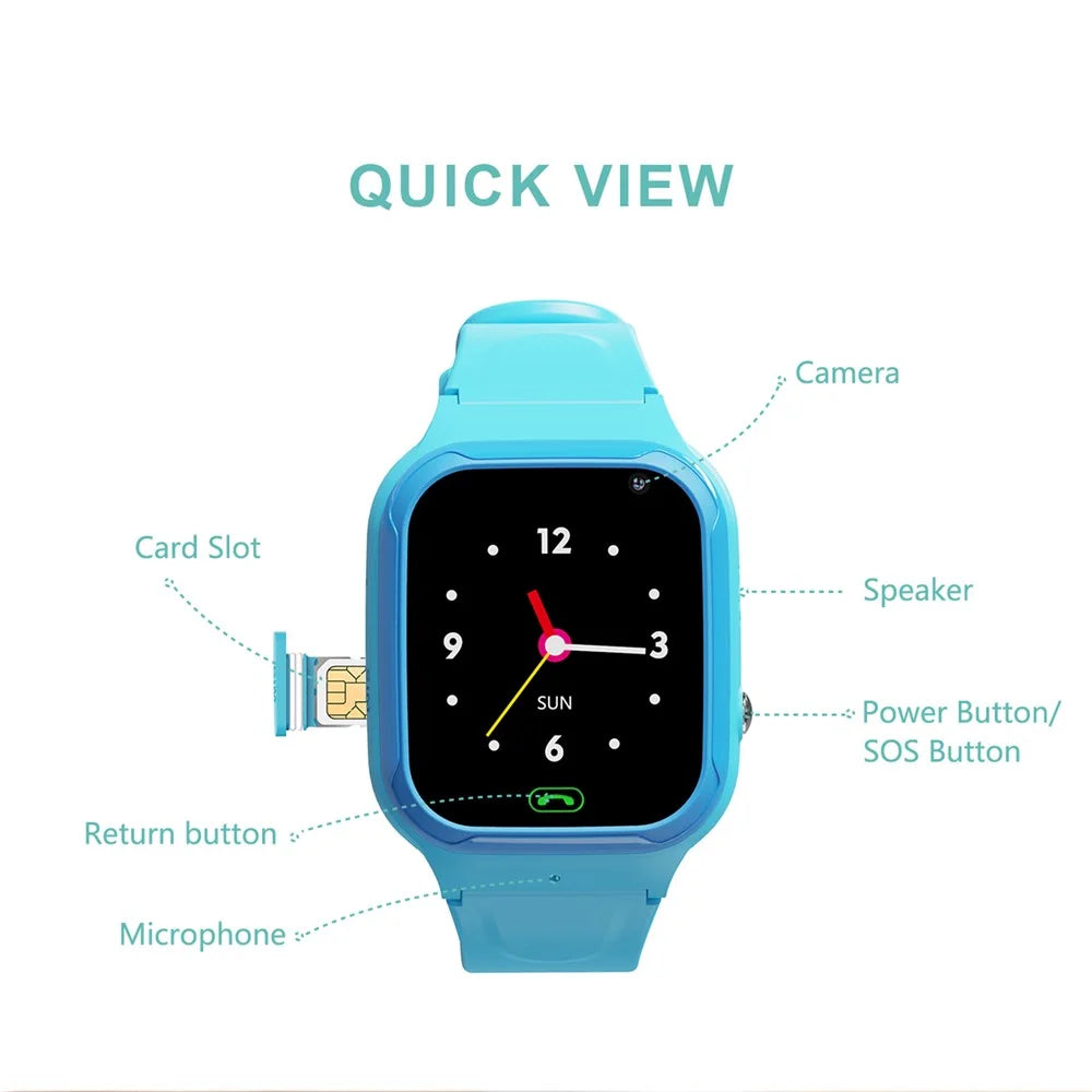 LT36 1.4-inch IPS Touch Screen 4G Smart Watch IP65 Waterproof Digital Watch with Camera GPS Support Calling Remote Monitoring G-sensor for Children - Black - 3