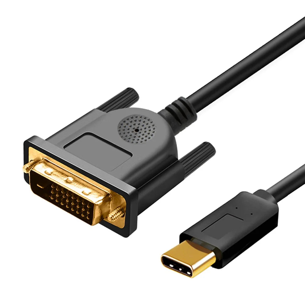 QGEEM UA18 1.2m USB-C to DVI Adapter Cable 4K Type-C to DVI(24+1) Male Conversion Cable - 1