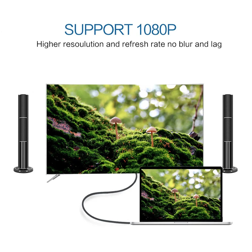 QGEEM UA18 1.2m USB-C to DVI Adapter Cable 4K Type-C to DVI(24+1) Male Conversion Cable - 4